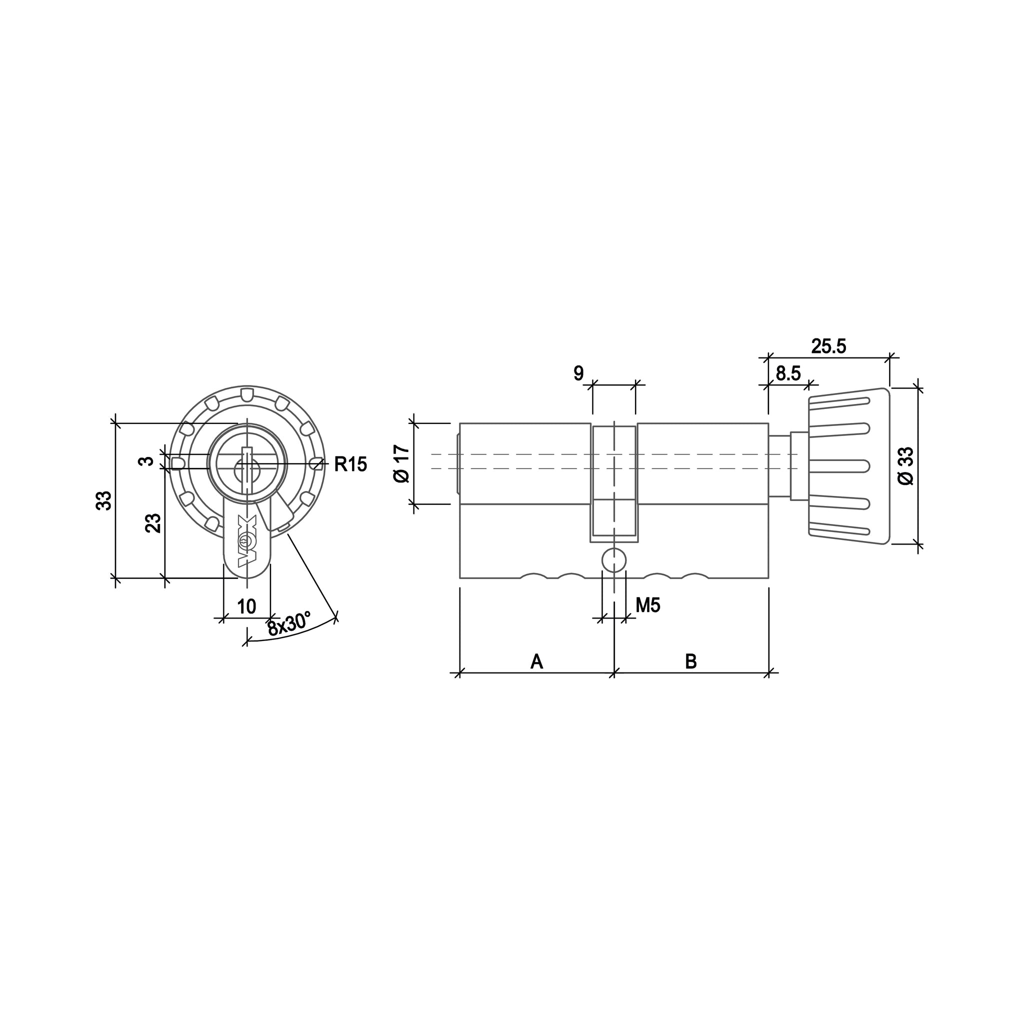Zylinder mit Knopf 17mm - VOX 4.4